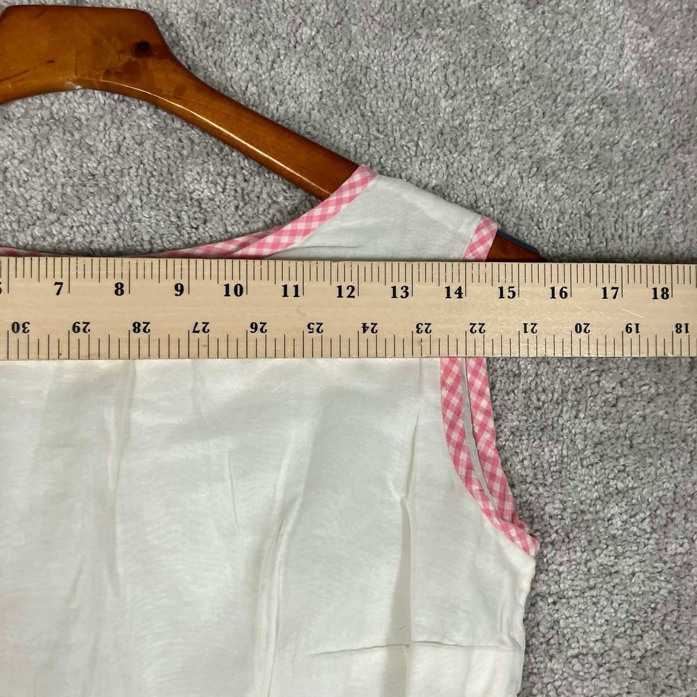 Vintage 50s Pink Gingham Organza Fit and Flare Dress White Sleeveless Midi - Picture 15 of 16